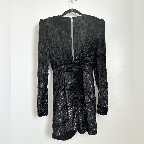 NWT dundas x revolve black evie mini dress | deep v long puff sleeves | size XS - Picture 5 of 9